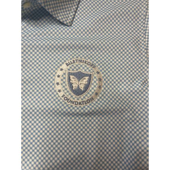 NWT Biletnikoff Foundation Plaid Short Sleeve Polo Embroidered Size Womens Large - Picture 3 of 7